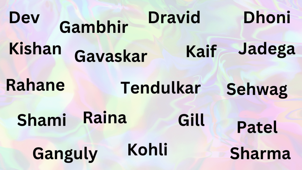 Surname List Of Indian Cricket Players - Surname list