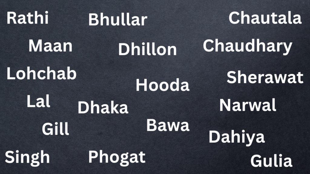 Jatt Surnames in Haryana - Surname list